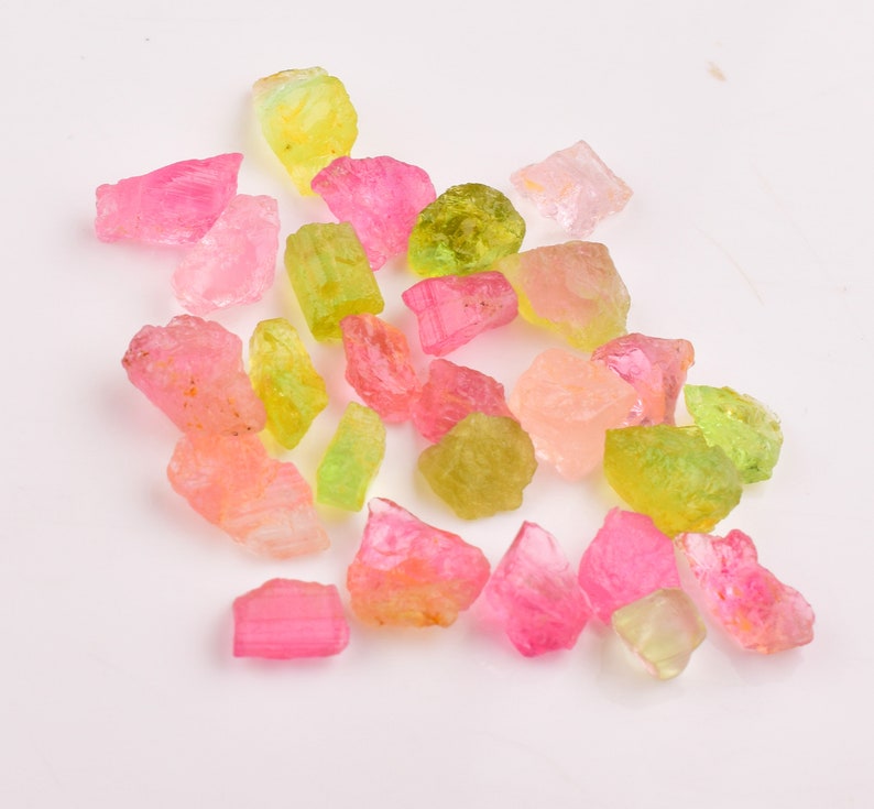 Natural raw multi tourmaline rough stones showing mixed colors and uncut textures.