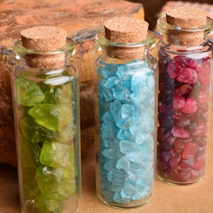 Pack Of 3 Gemstone Bottle, Wholesale Raw Gemstone, Uncut Shape for Jewelry Making, Gemstone Supply Tool, Healing Gemstone In Wishing Bottle