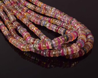 Natural Multi Sapphire Heishi Beads Strand | Rainbow Sapphire Line | Wholesale Gemstone Beads for Jewelry Making | DIY Stone Supply