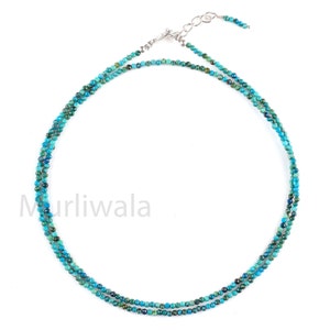 Natural Chrysocolla Micro Beads Faceted Neckless, Chrysocolla Beads Neckless, Gemstone Spacers, Tiny Beads, Healing Gemstone, Gift for her