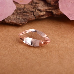 Marquise cut peach morganite gemstone polished facets