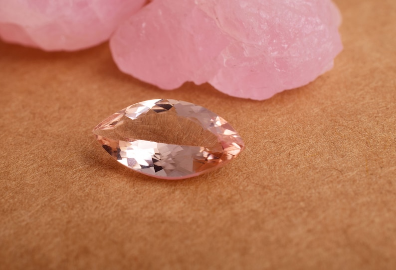 Peach morganite marquise shape faceted cut jewelry stone