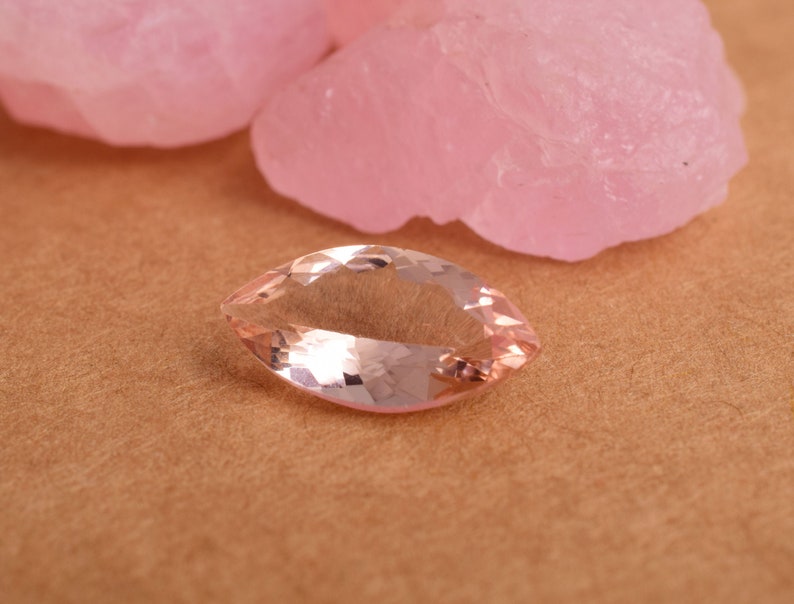 Natural peach morganite faceted marquise cut loose gemstone