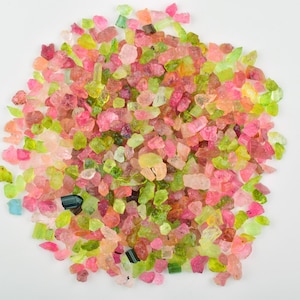 25 carat multi tourmaline rough stones displayed for crafting and gemstone supply.