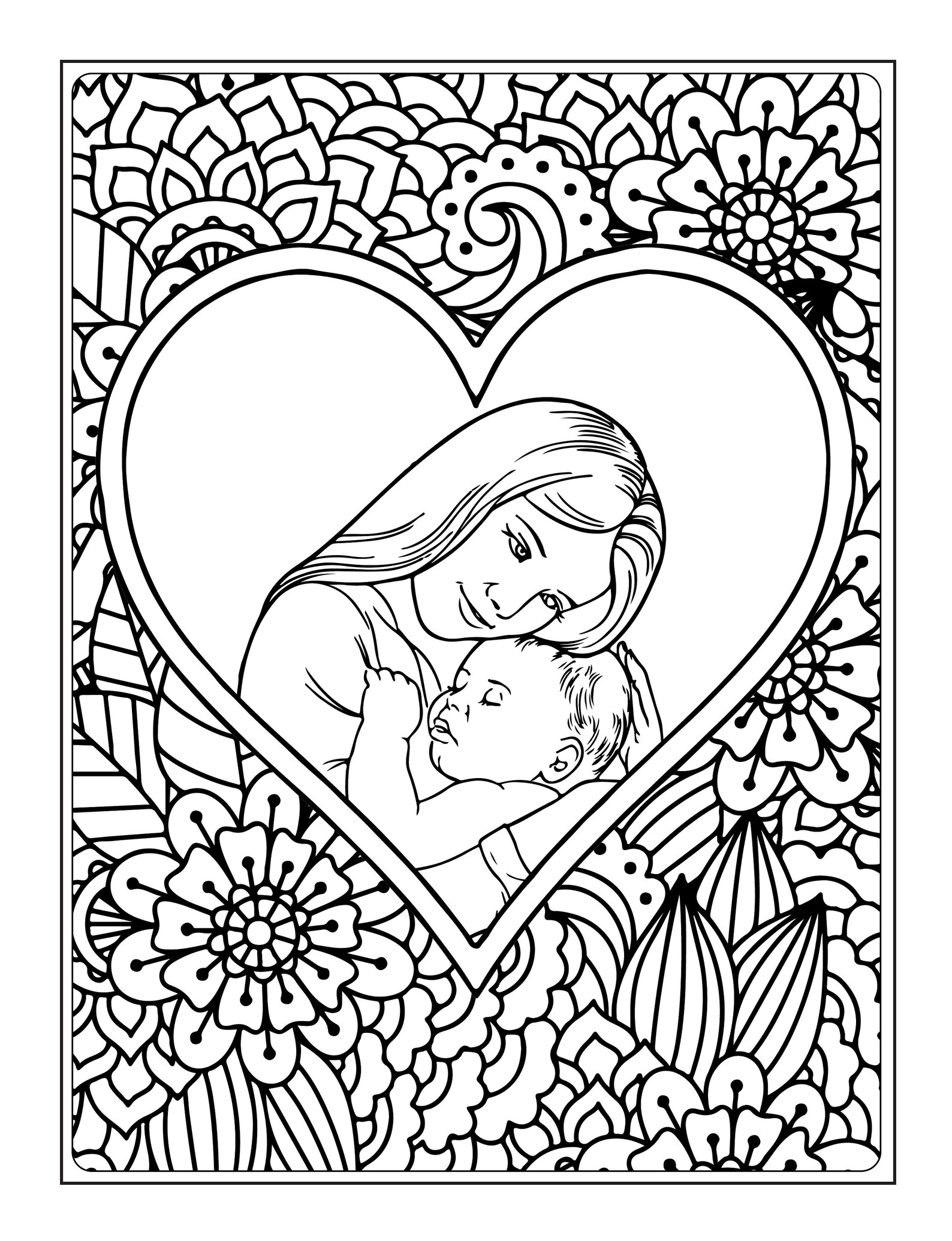 Mothers Day Coloring Pages, Mothers Day Printable Page, Printable ...