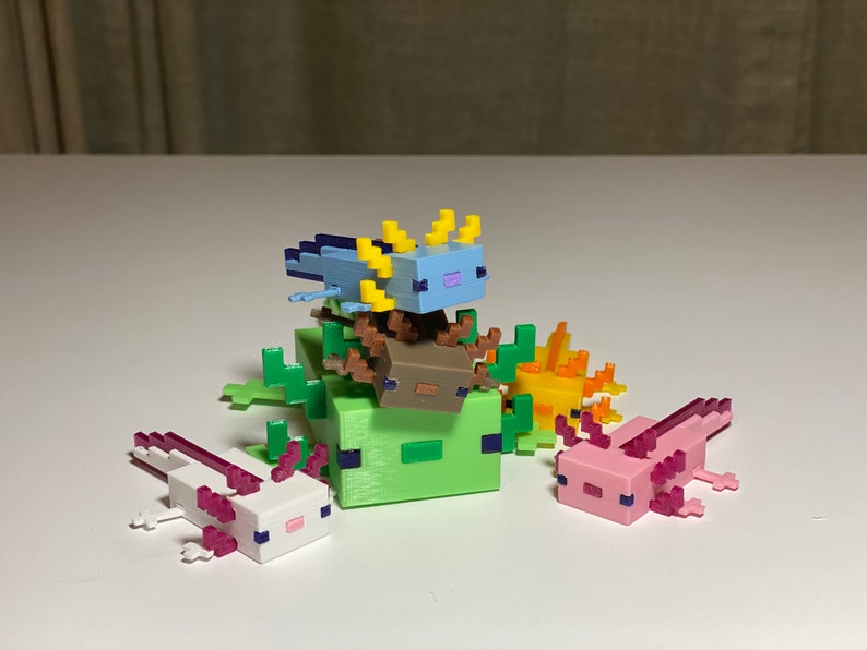 Mini Axolotls 3D Printed Minecraft Figure Unofficial | Etsy