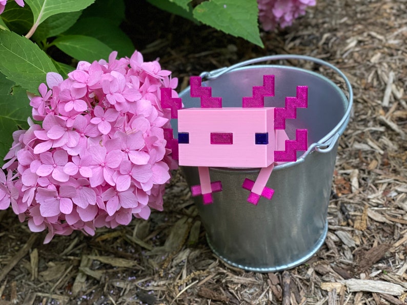 Big Axolotl in a Bucket 3D Printed Unofficial Minecraft Etsy Ireland