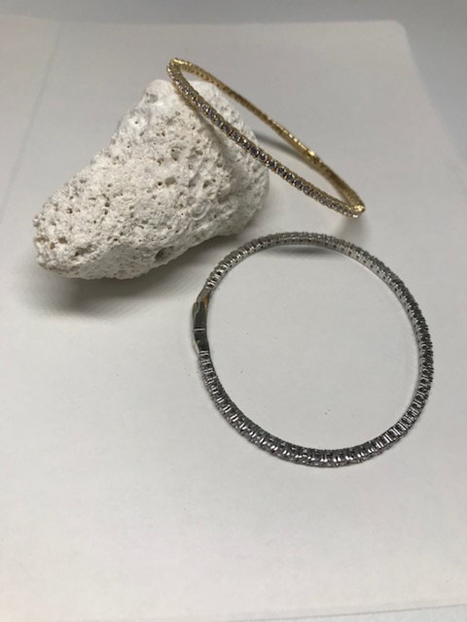 CZ flexible sterling silver bracelet Etsy