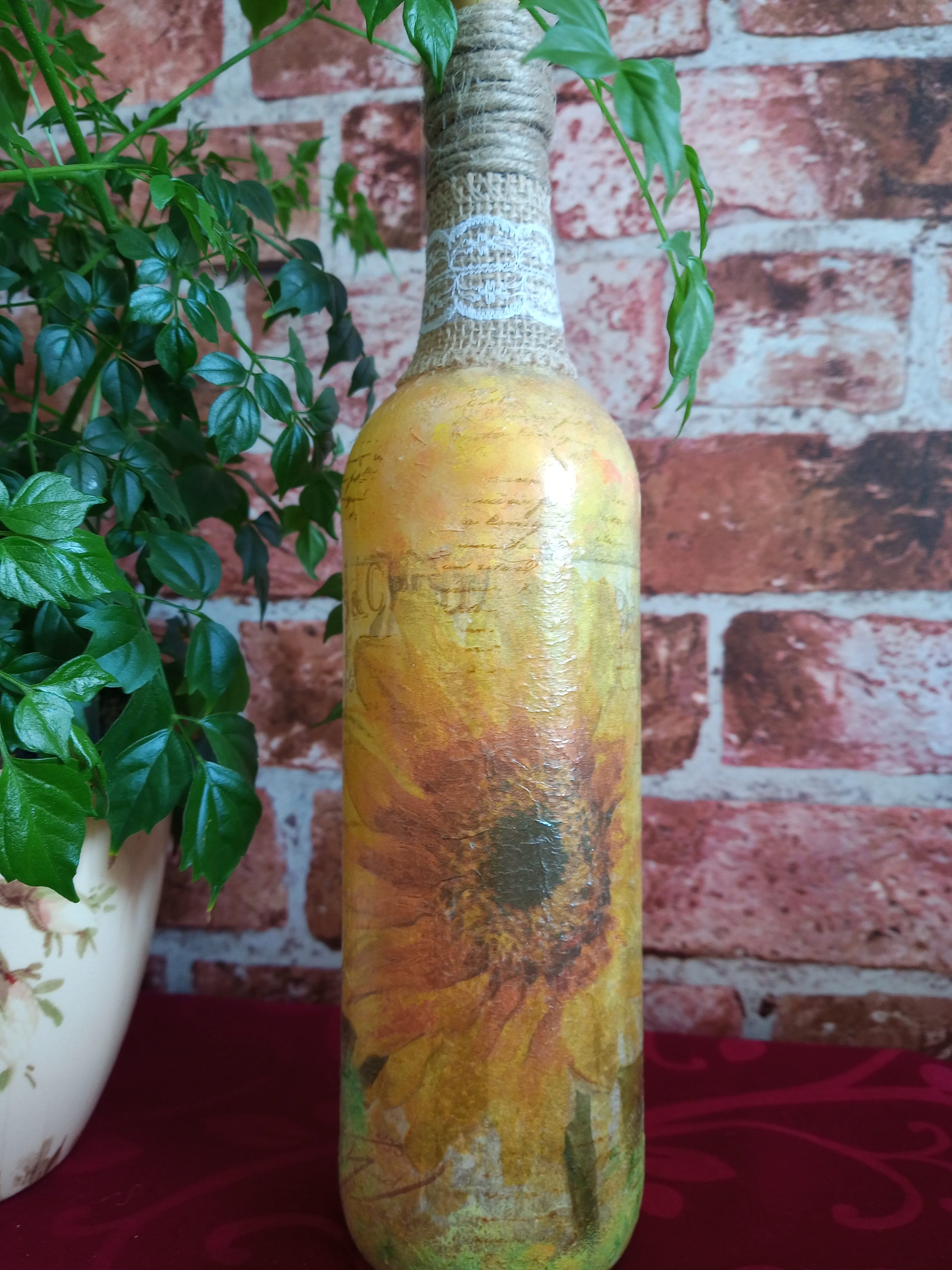 Decoupage Light up Bottle Lamp / Home Decor / Gift / Birthday Etsy