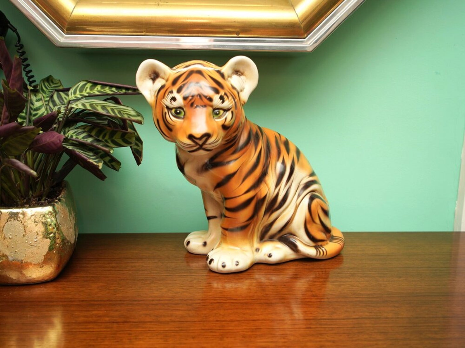 Vintage Large Porcelain Tiger Cub C.L.F Faiancas Pottery Etsy