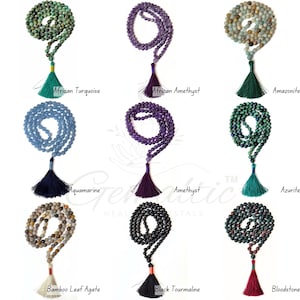 Gemaltic Gemstone Jap Mala – 108+1 Beads, 8MM Prayer & Meditation Mala | Certified Spiritual Healing Beads