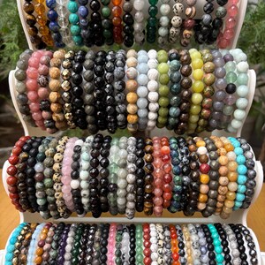 Healing Crystal Bracelet 8mm | Faceted Gemstone Beaded Jewelry | Energy Bracelet for Men & Women | Yoga Meditation Gifts
