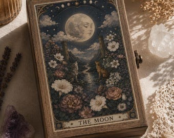 The Moon Wooden Keepsake | Tarot Deck Holder | Crystal Storage