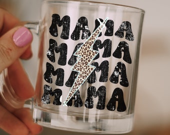 Taza de cristal con estampado de leopardo para mamá: regalo de cumpleaños para mamá