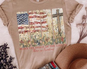 Patriotic Christian T-Shirt: Bible Verse, American Flag - USA Made