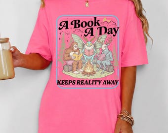 Bright Colorful Book Lover Shirt Retro Reader Tee Booktok Gift Cryptid Reading Tee Cozy Reader Graphic Bella Canvas T Shirt