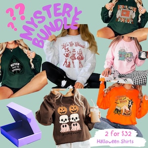 Maglietta retrò di Halloween Mystery Bundle Magliette grafiche vintage di Halloween Magliette misteriose Scatola misteriosa a sorpresa regalo per felpe di Halloween
