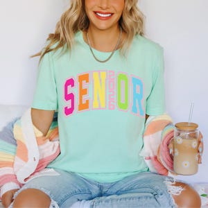 Retro Senior 2025 T-Shirt: Colorful Pastel Letter Tee