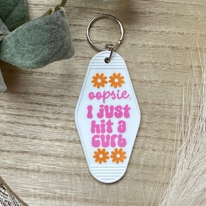 Oopsie I just hit a curb Motel Keychain Retro Motel Keychain Funny Keychains gift for her Retro Aesthetic Vintage Inspired House Keys Unique