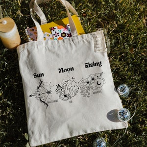 Sacola personalizada com signo do zodíaco, sol, lua, signo ascendente, astrologia personalizada, presente, mapa natal personalizado, sacola de presente para melhor amiga