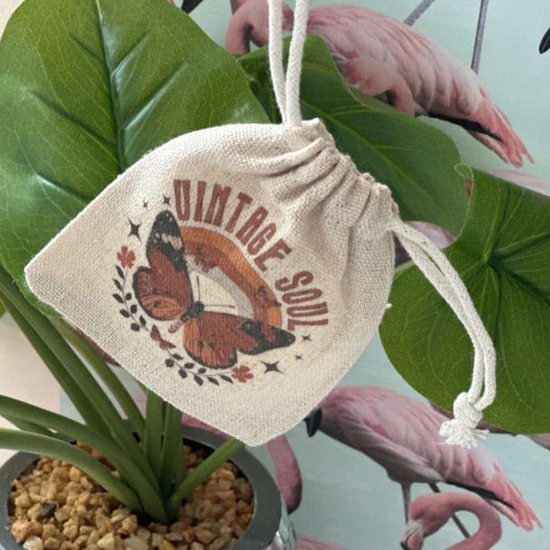 Mini Tote Bag/drawstring Canvas Bag/vintage Soul Butterfly/crystal