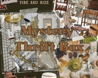 Vintage Mystery Box Curated Thrifted Bundle Upcycled Gifts Themed Gift Boxes Surprise box Cottagecore decor Knick Knacks Treasures