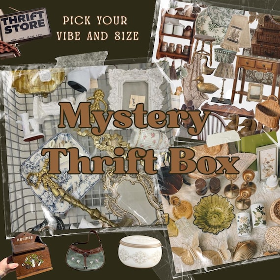 Vintage Mystery Box Curated Thrifted Bundle Upcycled Gifts Themed Gift Boxes Surprise box Cottagecore decor Knick Knacks Treasures