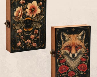 Wooden Keepsake Box, Tarot Card Storage Box, Jewelry & Trinket Box, Choose Your Design, Cottagecore Home Decor Gift, Woodland Art Box
