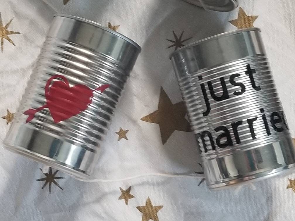 Just Married Cans for Car Wedding 4 Tin Cans Great for Any Etsy UK