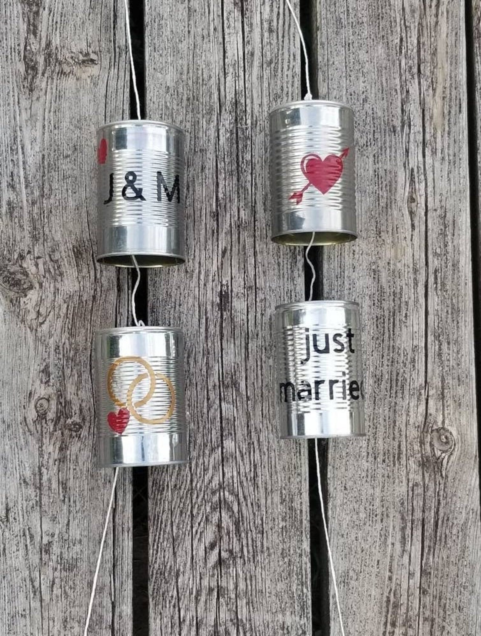 Just Married Cans for Car Wedding 4 Tin Cans Great for Any Etsy UK
