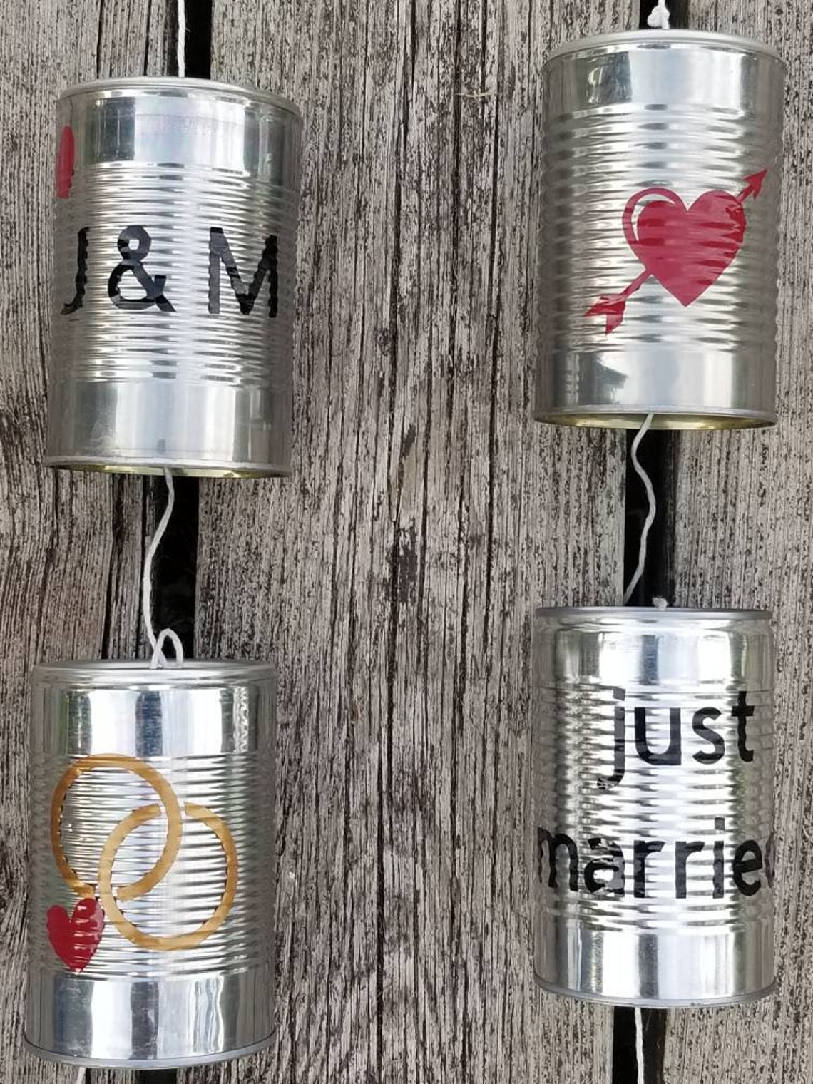 Just Married Cans for Car Wedding 4 Tin Cans Great for Any Etsy