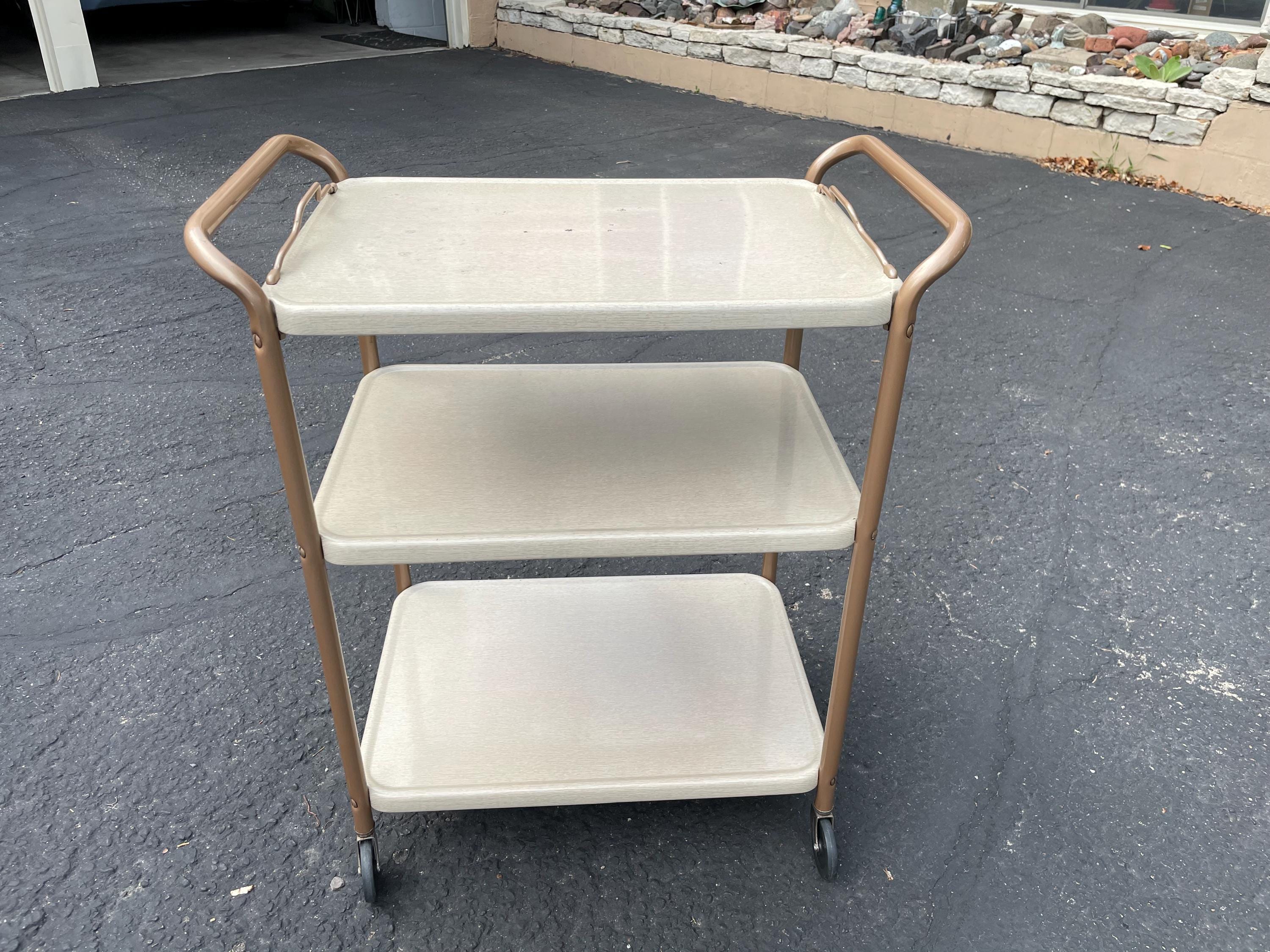 The Living Store - Chariot de cuisine 3 niveaux Blanc 42x35x85 cm Fer