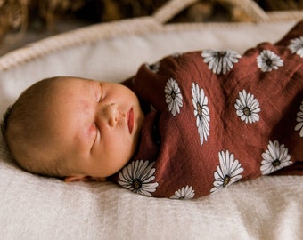 Limited Edition Hand drawn Daisy Swaddle Wrap
