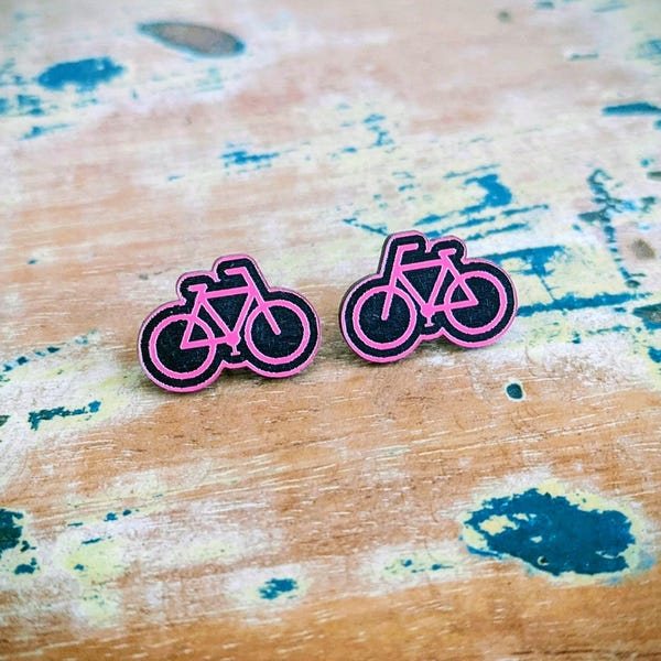 Bike stud earrings,  push bike earrings,  cycling earrings,  cyclists