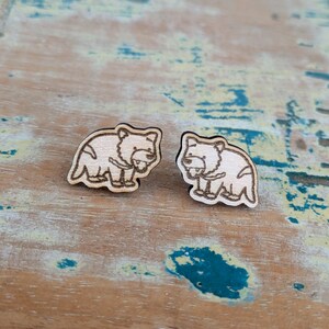 Tassie Devil Stud earrings,  Tasmanian Devil wooden stud earrings, Tasmania