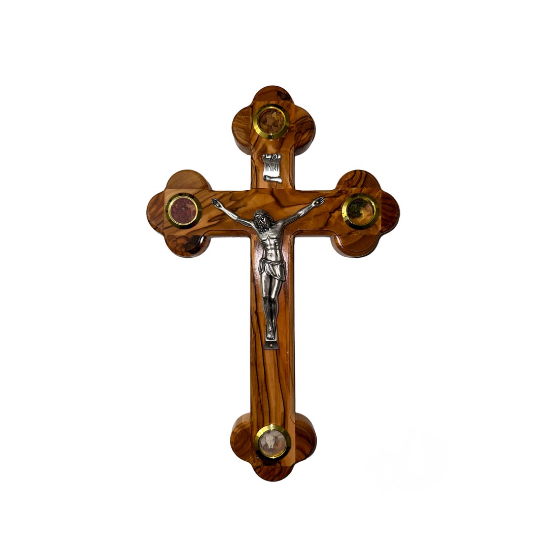 Handmade Olive Wood Roman Cross From Jerusalem Etsy