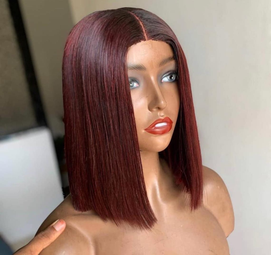Super Double Drawn Bone Straight Bob Wig Etsy