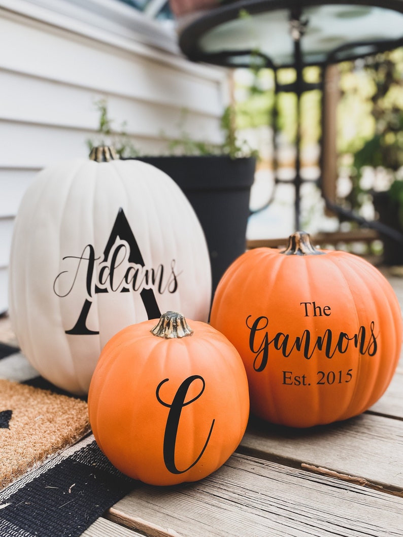 Personalized Monogram Vinyl Decal For Pumpkins Pumpkin Decor image 0
