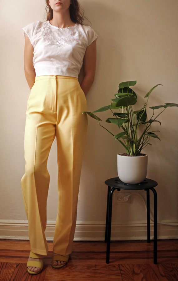 vintage yellow wide leg trousers