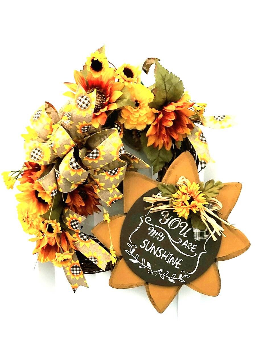 Fall Sunflower Grapevine Wreath for Front Door, Sunflower Wreath, Dorm ...