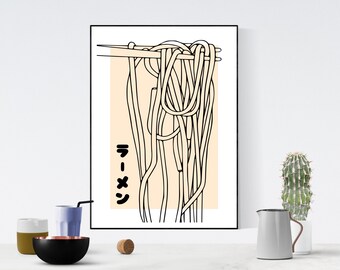 Ramen Japanese Minimalist Kitchen Print, Home Decor, Wall Art Prints, Digital Print, Digital Wall Art, Food Gift, Japanese, Ramen Lover