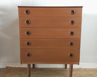 Schreiber chest of drawers Mid century retro Original 1960s Vintage Very cool Simple lines Teak Good condition DELIVERY
