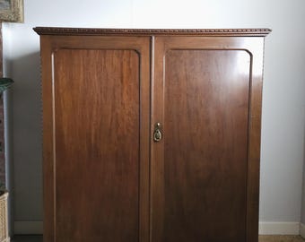 Victorian gentleman's wardrobe Maple & Co Compactum Small Vintage Retro Mahogany Bedroom storage Rail and drawersbDELIVERY