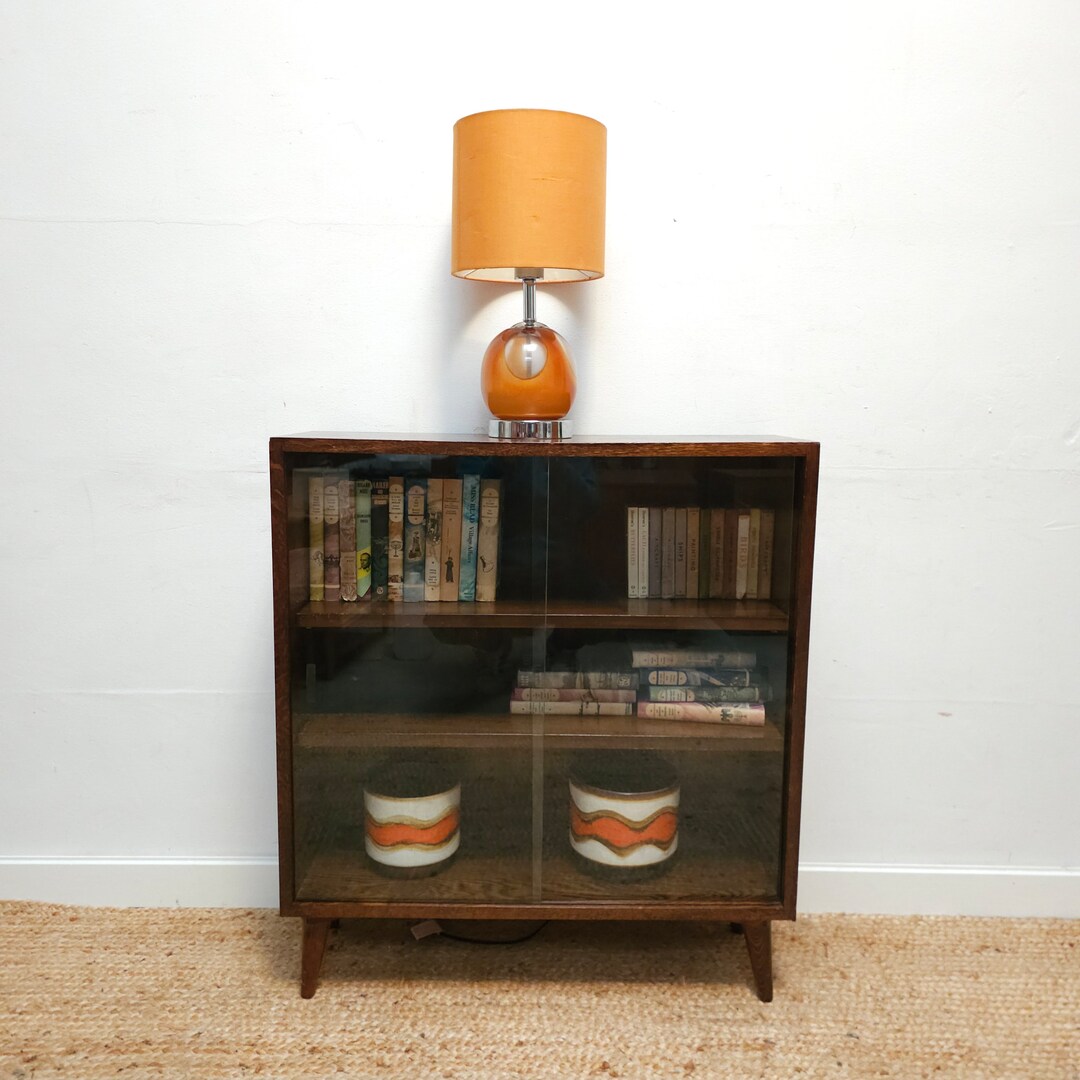 Vintage Shelving Unit Mid Century Retro Display Unit Sliding Etsy UK