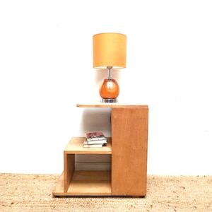 Art Deco bedside unit Original 1930s Vintage nightstand Light oak Shelf Storage Side table One off furniture DELIVERY