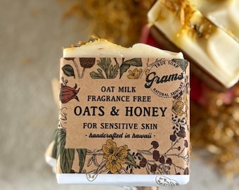 Savon sans parfum à l'avoine et au miel pour peau sensible