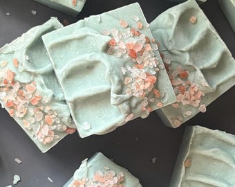 Mineral Rich Sea Salt Soap Bar with peppermint essential oil and cooling menthol exfoliating