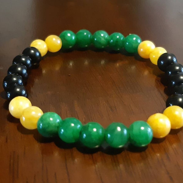 Jamaican inspired bracelet / beaded bracelet/ national country flag/ Jamaican bracelet/ from Lupus on Jam