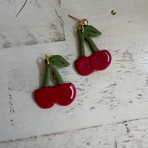 Cherries Clay Dangles
