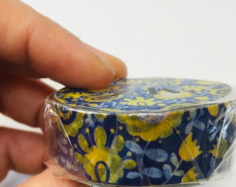 1 rol designer washi tape masking tape: blauwe en gele bloemenpatronen, elegant, designer kunst, bloemkunst